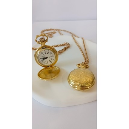 VINTAGE Airin ανοιγόμενο γυναικείο ρολόι λαιμού ατσάλινο επιχρυσωμένο (VIN79 - 148050)